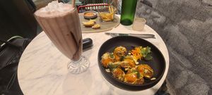 Chocolate nomilkshake and Korean nuggets. at Bvrger in Montreal