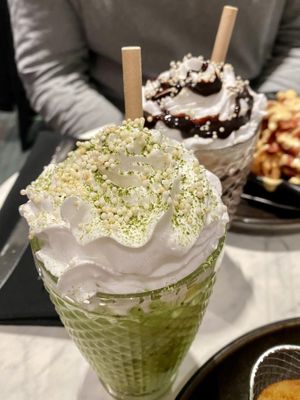 Pandan and chocolate milkshakes   at Bvrger in Montreal