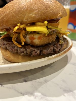 Surf and turf burger  at Bvrger in Montreal