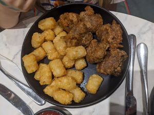 Chicken box + Tots, again kid approved at Bvrger in Montreal