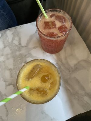 Cocktails: Paloma (top) and Peach Smash (bottom)  at Papillon in Ghent