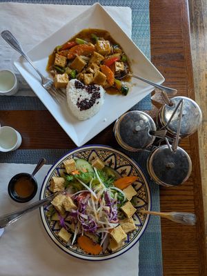 Cashew fried rice and Thai peanut salad with tofu instead of egg. at Ruan Thai in Savannah