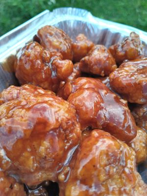 Cauli-wings are made from cauliflower floretsm which are blanched & battered & fried until  at A Vegan's Utopia in Montego Bay