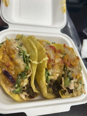 Breadfruit tacos 🌮 with falafel   at A Vegan's Utopia in Montego Bay
