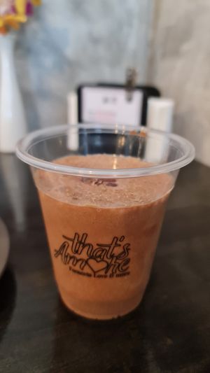 Coffee lover shake with pea protein (vegan & gluten free) at That's Amore Focaccia Love & More in Bangkok
