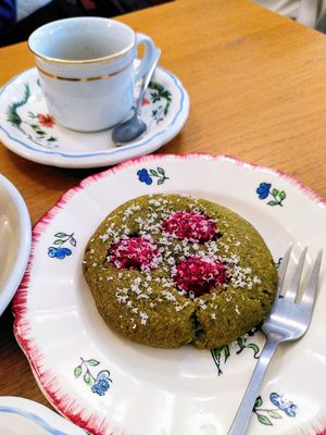 Matcha/Raspberry cookie at Ground to Grow in Paris