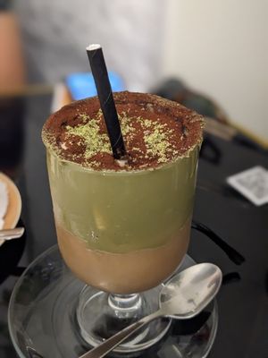 Iced oat milk mocha with pistachio at Caffé Berry in Valletta