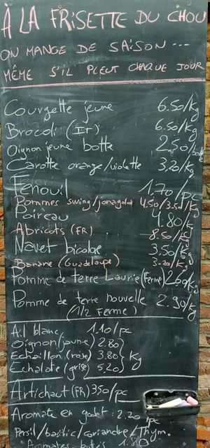 exemple de carte (prix/dispos) at La frisette du chou in Blaregnies