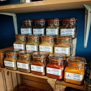 Zero waste refill herbs & spices range. at Planetamica in Narberth