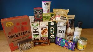 Selection of plant based goodies at Planetamica in Narberth