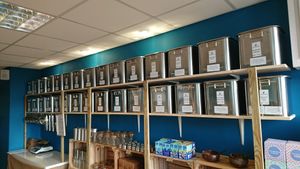 Zero waste refill station at Planetamica in Narberth