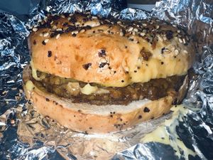 Their vegan sausage breakfast sandwich with vegan cheese   at Biggby Coffee in Kalamazoo