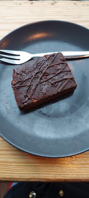 Double chocolate brownie at Exchange in Bristol