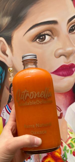 fresh carrot juice
 at Citronella in Oaxaca