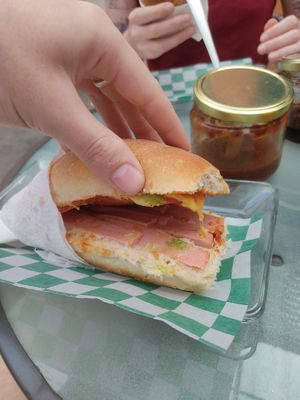 Sausage torta at Citronella in Oaxaca