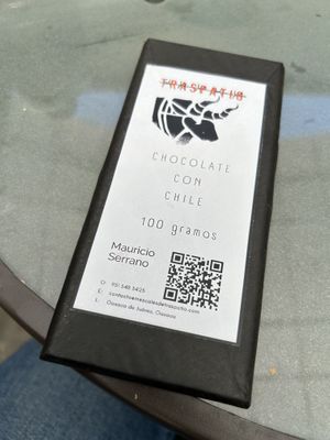 Vegan chocolate bar that I purchased to take home. Many more flavors available.  at Citronella in Oaxaca