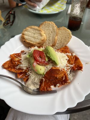 Chilaquiles rojos   at Citronella in Oaxaca