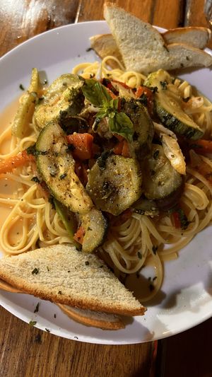 Vegan pasta  at Delicias Bahía Drake in Drake Bay