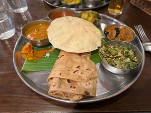 Veganized Vegetarian Combo (Notice there are only 5 items - no yogurt) at Andhra Dining in Tokyo