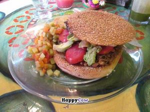 Vegan burger at Parvati in San Cristobal De Las Casas