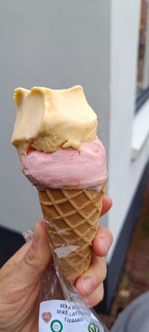 Mango and strawberry at Scoops in Oostkapelle