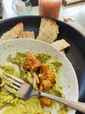 Hummus with cauliflower (sorry I forgot to take the pic before eating 😋) at Veggie Palmas in Medellin