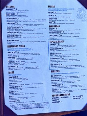 Menu as of June 2023  at Venga Venga in Snowmass Village