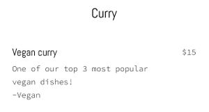 Vegan Curry   at Kitami in Carrington