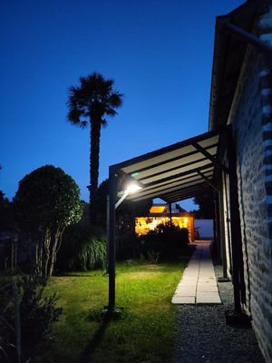 garden by night at Au 46 en Bretagne in Benodet