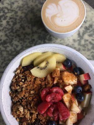 Soy Granola and Cappuccino with Oatmilk  at Café Labath in Ghent