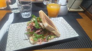 Hummus and veggies toast at Caffè dell'Arte Specialty Coffee in Cagliari