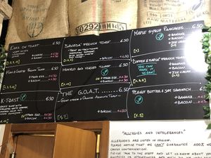 Breakfast menu, vegan clearly labeled   at Caffè dell'Arte Specialty Coffee in Cagliari