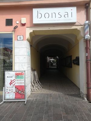 outside at Bonsai restaurant in Liptovsky Mikulas