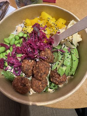 Aloha bowl with air fried falafel instead of tofu   at Hawaii Poke in Stockholm