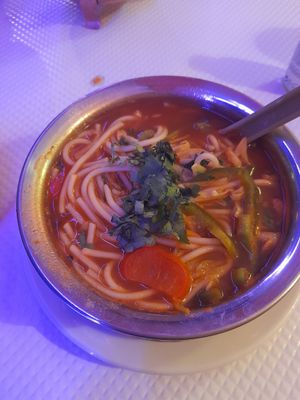 Veggie noodle soup at Yak and Yeti in Lisbon