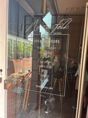 Front door and opening hours  at North Folk in Kolding