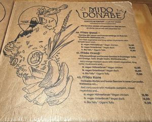 Menu (1/3).  at Mido Sakura Vegan in Berlin