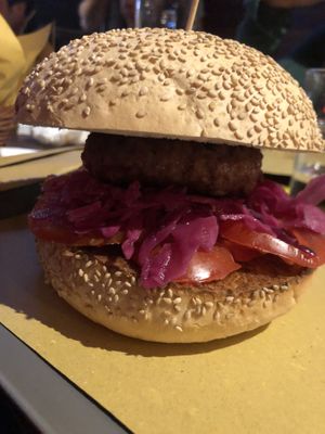 Beyond burger vegan  at Castelnuovo's Crazy Beer in Castelnuovo Magra