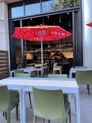 Patio looking into the restaurant  at Fire & Flora in Calgary