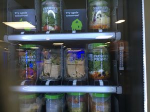 Jars of fresh food at JFK - Farmer's Fridge - T4 in Queens