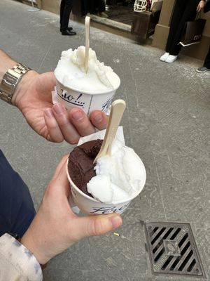 Top - coconut and lemon. Bottom - coconut and chocolate   at Perche No in Florence