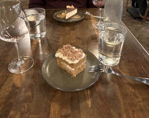 vegan carrot cake for dessert  at Black Radish in Tallahassee