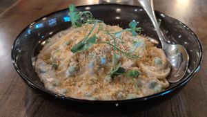 Bucatini with Cashew Cream Sauce (half order) at Black Radish in Tallahassee