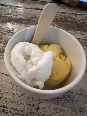 Coconut & papaya vegan sugar free ice cream  at LeMo Beach Café in Denpasar