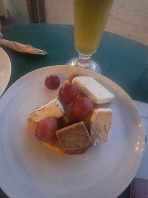 Vegan Cheese platter on pumpkin bread at LeMo Beach Café in Denpasar