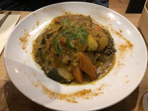 A delicious African lentil dish they happend to have.   at V&G in Avignon
