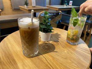 Iced coffee and fresh lemonade   at Campus Suite in Flensburg