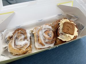 Vanilla frosted and biscoff buns  at Benji's Buns in West London