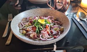 Oesterzwam Carpaccio (Vegan) at Robuust in Zutendaal