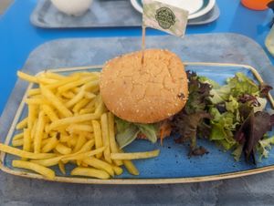 Green Mountain vegan patty burger called Buchhorn burger at Buchhorn in Arbon